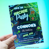 Editable Arcade Birthday Party Invitation (Digital Download)