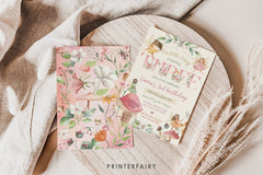 Fairy 3rd Birthday Invitation: Floral Garden Party (Corjl Editable Template)