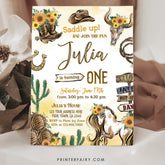 Cowgirl First Birthday Invitation: Wild West Rodeo, Editable in Corjl (Digital Download)