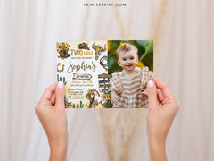 Cowgirl "Two Wild" Birthday Invitation with Photo (Instant Download)