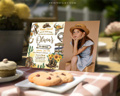 Cowgirl Photo Birthday Invitation: Wild West Rodeo (Instant Download)