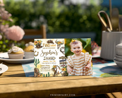 Cowgirl "Two Wild" Birthday Invitation with Photo (Instant Download)