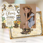 Cowgirl Photo Birthday Invitation: Wild West Rodeo (Instant Download)