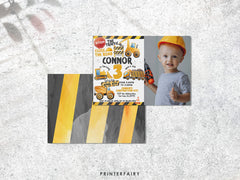 Construction Truck Birthday Invitation with Photo (Digital Download)