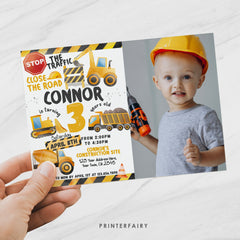 Construction Truck Birthday Invitation with Photo (Digital Download)