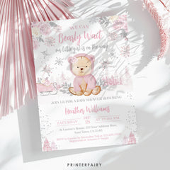Winter Wonderland Teddy Bear Baby Shower Invitation (Digital Download)