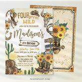 Four Ever Wild Cowgirl 4th Birthday Invitation (Digital Download)