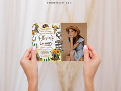 Cowgirl Photo Birthday Invitation: Wild West Rodeo (Instant Download)
