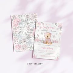 Winter Wonderland Teddy Bear Baby Shower Invitation (Digital Download)