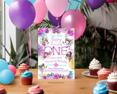 Fairy 1st Birthday Invitation, Editable Girl Invite (Instant Download)
