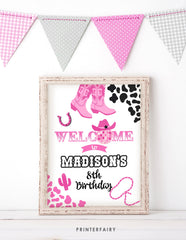 Editable Disco Cowgirl Birthday Welcome Sign (Digital Download)