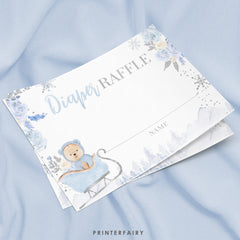 Winter Bear Diaper Raffle Game, Baby Shower Decoration (Digital Download)