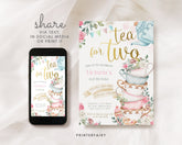 Alice in Wonderland Birthday Invitation, Tea Party, Editable in Corjl