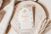 Floral Baptism Invitation for Girls – Pink Winter Wonderland (Digital Download)