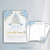 Blue Princess 1st Birthday Time Capsule, Fairytale Keepsake (Editable in Corjl)