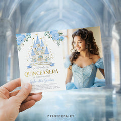 Photo Quinceañera Invitation, Princess Castle Party (Digital Download)
