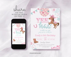 Disco Cowgirl Birthday Invitation, Horse Party, Editable (Digital Download)