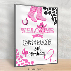 Editable Disco Cowgirl Birthday Welcome Sign (Digital Download)