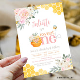 Bee First Birthday Invitation, Sweet One Honeycomb (Digital Download)