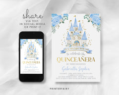 Princess Cinderella Quinceañera Invitation Template (Instant Download)