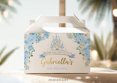 Cinderella Gable Box Label, Princess Party Favor (Editable, Instant Download)