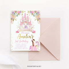 Editable Princess Birthday Invitation, Castle Party (Digital Download)