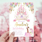 Editable Princess Birthday Invitation, Castle Party (Digital Download)