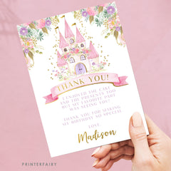 Editable Princess Castle Thank You Card (Digital Download)