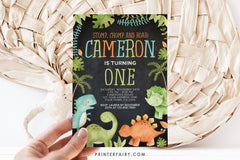 Editable Dinosaur Birthday Invitation, Jungle Theme (Digital Download)