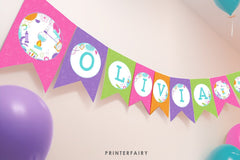 Editable Science Birthday Party Banner, Printable Bunting (Digital Download)