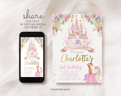 Editable Princess Castle Birthday Invitation, Any Age (Digital Download)