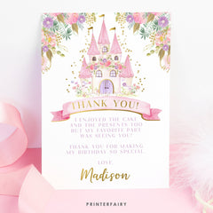 Editable Princess Castle Thank You Card (Digital Download)