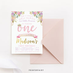 Princess First Birthday Invitation, Royal EDITABLE (Digital Download)
