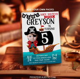 Editable Pirate Photo Birthday Invitation (Digital Download)