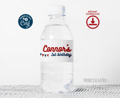 Baseball Birthday Water Bottle Label, Editable Party Printable (Digital Item)