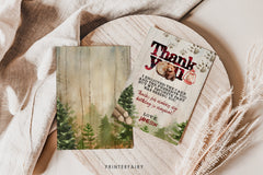 Lumberjack Bear Thank You Card, Winter Birthday (Digital Download)