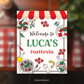 Italian Birthday Welcome Sign, Printable Trattoria Decoration (Digital Download)