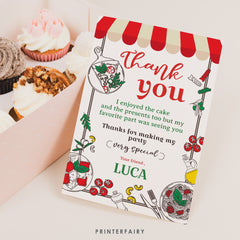 Italian Party Thank You Cards, Printable Birthday Notes (Editable)