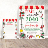 Italian 1st Birthday Time Capsule, Pizza Spaghetti Party (Printable)