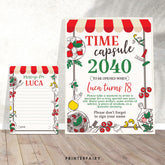 Italian 1st Birthday Time Capsule, Pizza Spaghetti Party (Printable)