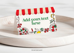 Italian Food Tent Place Cards, Printable Party Decor (Editable)