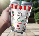 Italian Birthday Party Drink Pouch Label, Editable Printable (Digital Item)