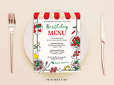 Italian Birthday Party Menu, Pizza, Spaghetti (Editable Digital Sign)