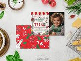 Pizza 2nd Birthday Invitation with Photo, Italian Theme (Digital Item)