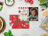 Pizza 2nd Birthday Invitation with Photo, Italian Theme (Digital Item)