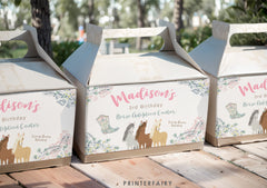 Floral Horse Birthday Gable Box Label, Editable Pony Party (Digital Download)