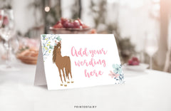 Floral Horse Food Tents, Editable Birthday Party Decor (Digital Download)