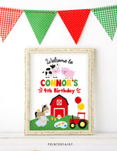 Farm Animals Birthday Welcome Sign, Editable Template (Digital Download)