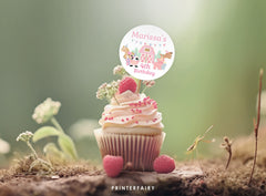 Farm Birthday Party Cupcake Toppers, Girl Barnyard Animals (Digital Download)