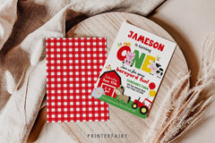 Farm Animals 1st Birthday Invitation Template (Digital Download)